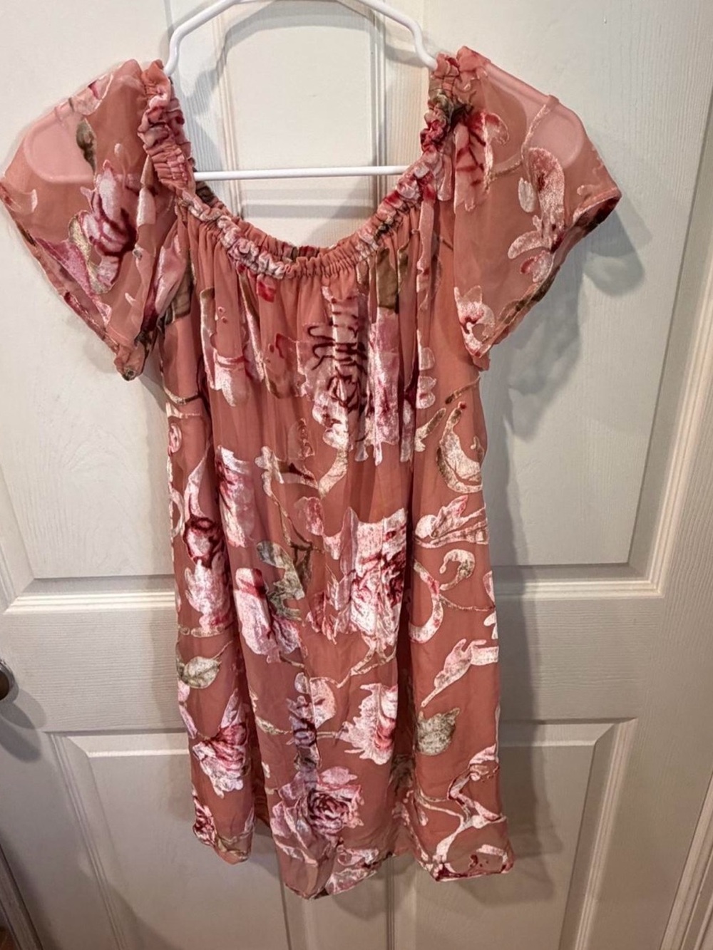 Floral Off-Shoulder Women’s Dress in Dusty Rose